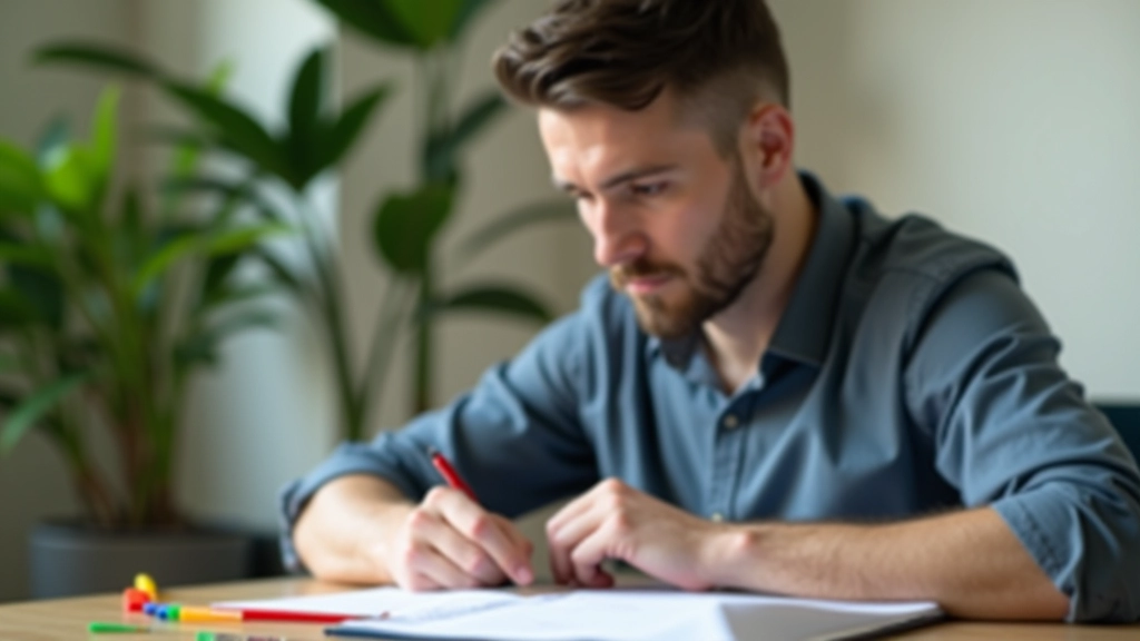 Člověk si dělá poznámky do seznamu cílů s různobarevnými popisovači a poznámkami