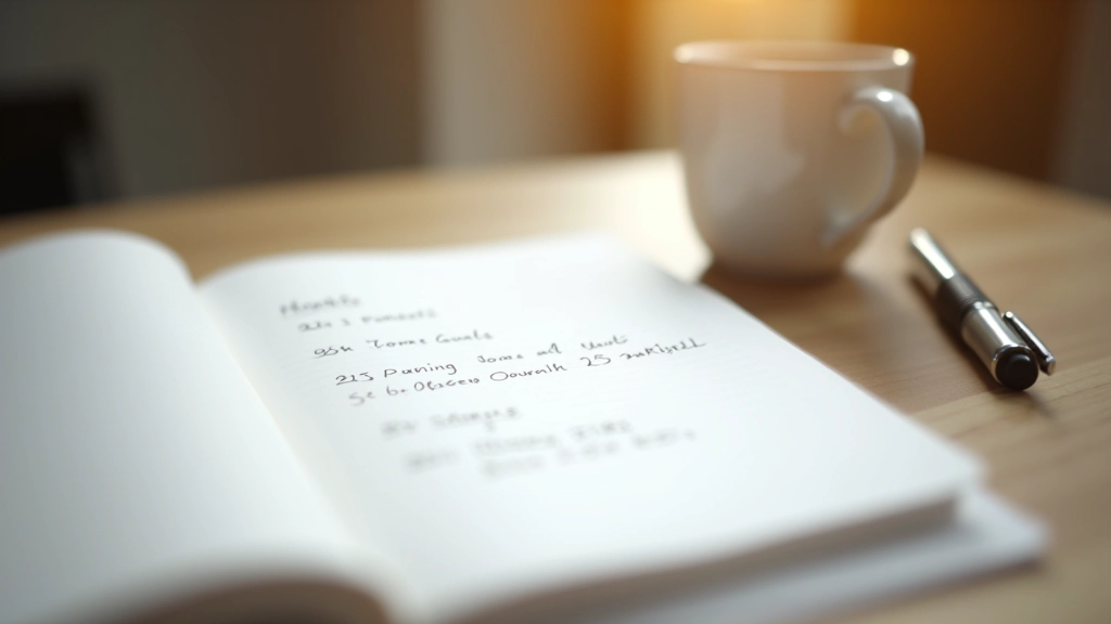 Osobní plánovací deník s grafy pokroku a cílů napsanými tužkou